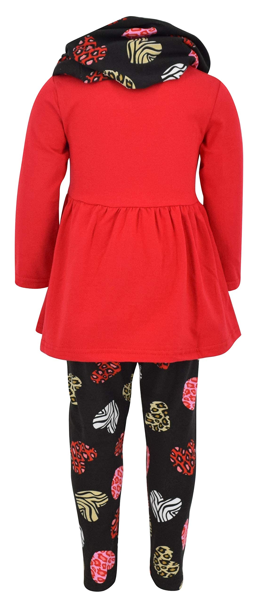 Unique Baby Girls Valentines Day Toddler Animal Print Hearts Legging Set Outfit (9 Years, Red)