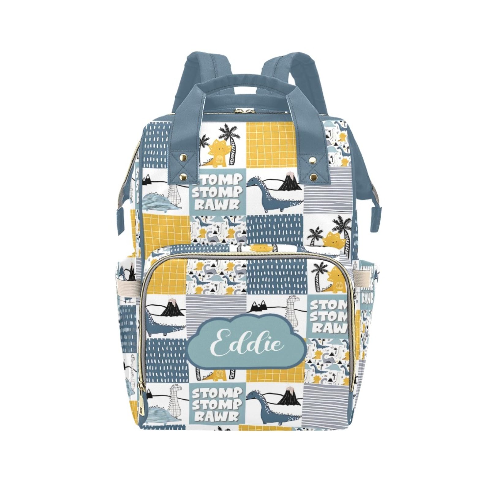 Personalized Dinosaur Diaper Bag with Name - Custom Baby Bag, Nursing Tote Backpack for Mom, Custom Name Mommy Daypack, Shower G