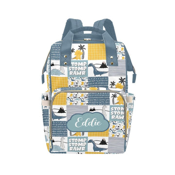 Personalized Dinosaur Diaper Bag with Name - Custom Baby Bag, Nursing Tote Backpack for Mom, Custom Name Mommy Daypack, Shower G
