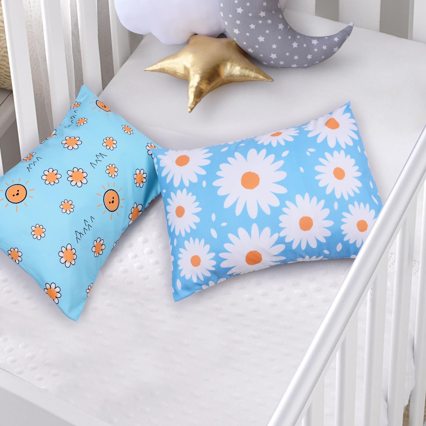 Uomny Toddler Pillowcases For Girls 13X18 12X16 14X19 Flower Baby Pillow Case 2 Pack Small Pillow Covers For Travel Pillow Blue