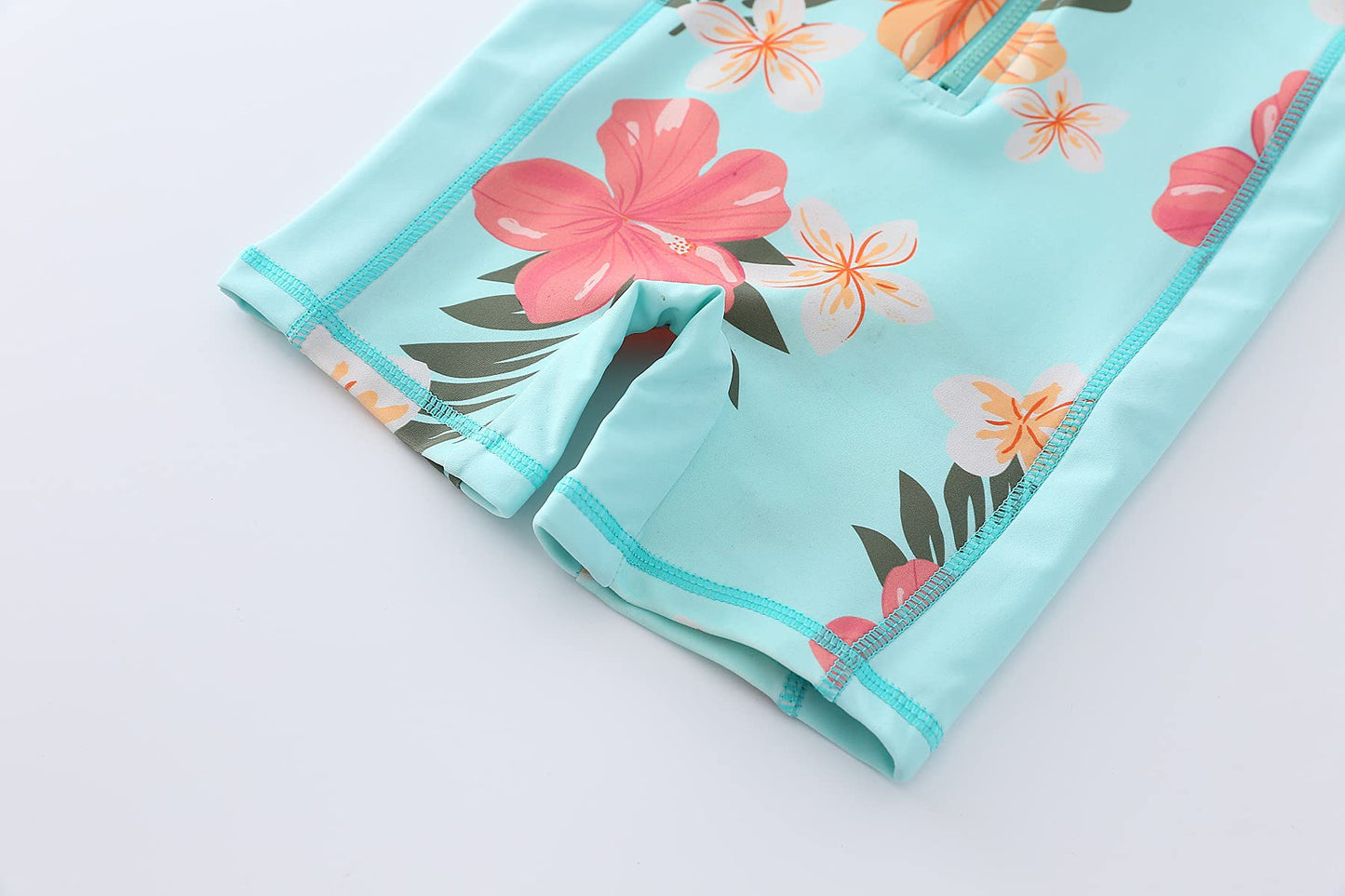 Sweegentle Baby Girl Beach Swimwear Long Sleeve Rashguard Upf 50+ -Sun Protective Sunsuit With Hat Aqua