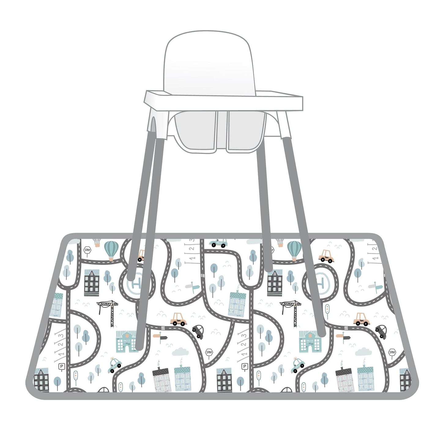 Bapronbaby Tiny Town Splash Mat - Waterproof Catch-All For Under High Chairs, Floors, Tables, Playtime Or Arts & Crafts - Machin