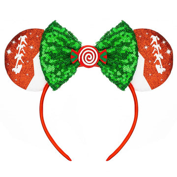 Foeran Christmas Mouse Ears Headbands Shiny Bows Mouse Ears Glitter Party Princess Decoration Cosplay Costume For Girls Women (C