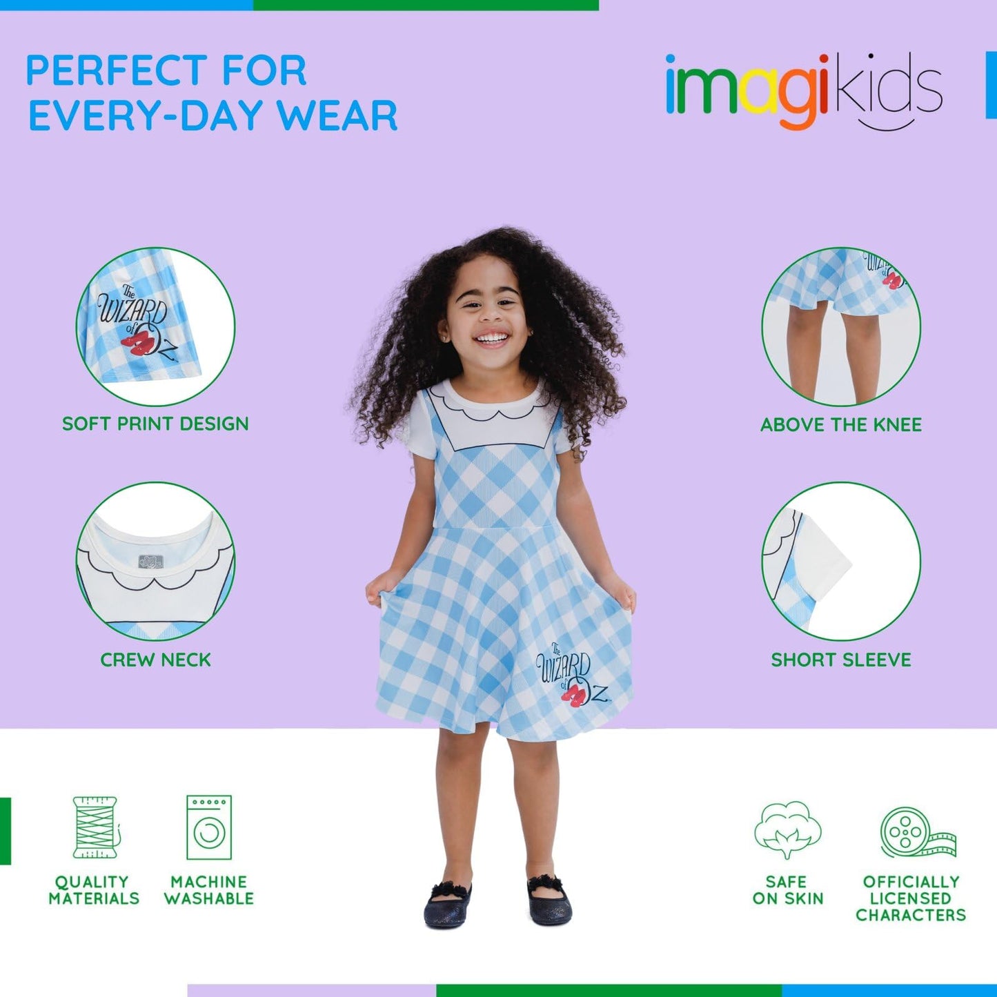 Wizard Of Oz Dorothy Toddler Girls Cosplay Dress Gingham Blue/White 4T