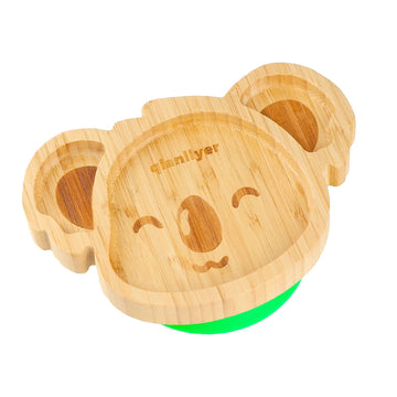 Qianliyer Bamboo Baby Plates With Suction - Natural Feeding Dishes For Babies And Toddlers, Perfect For Led Weaning, Non-Slip De