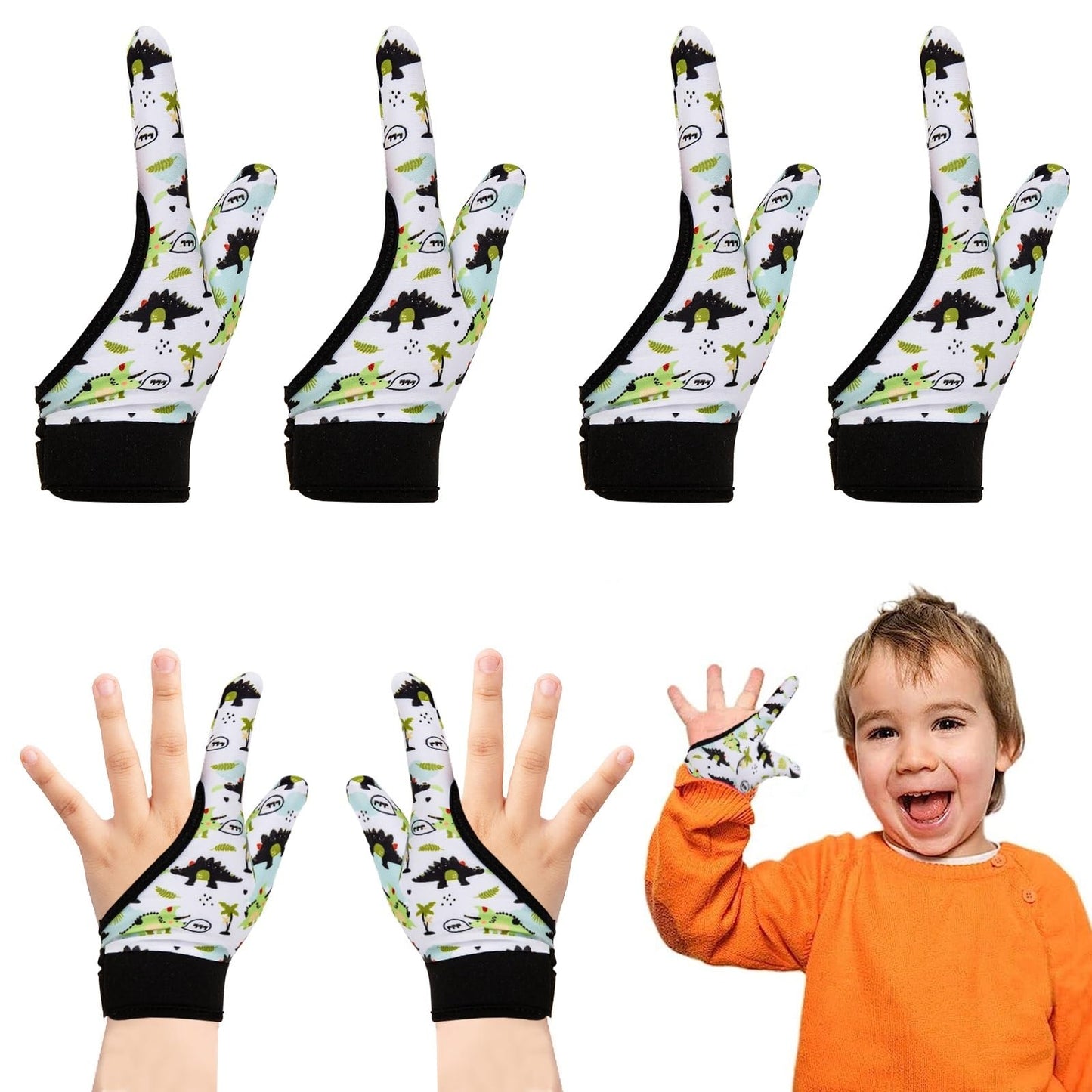 Yxmeiguo 4pcs Thumb Sucking Guard Gloves Kids Anti Thumb Sucking Glove Chewy Compression Thumb Sucking Stop Nail Biting Finger B