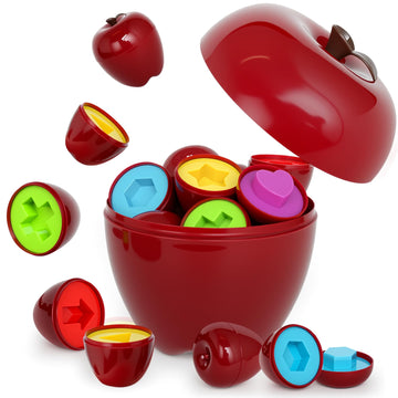 FQKIOMY Montessori Geometric Apple Shape Sorter Toys for Toddlers 1-3,Montessori Preschool Educatioanl Learning Color Sorting Ma
