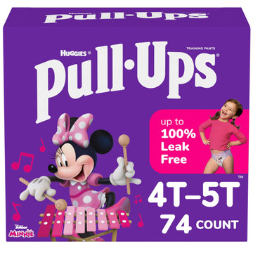 Pull-Ups Girls' Potty Training Pants, Size 4T-5T Training Underwear (38-50 Lbs), 74 Count