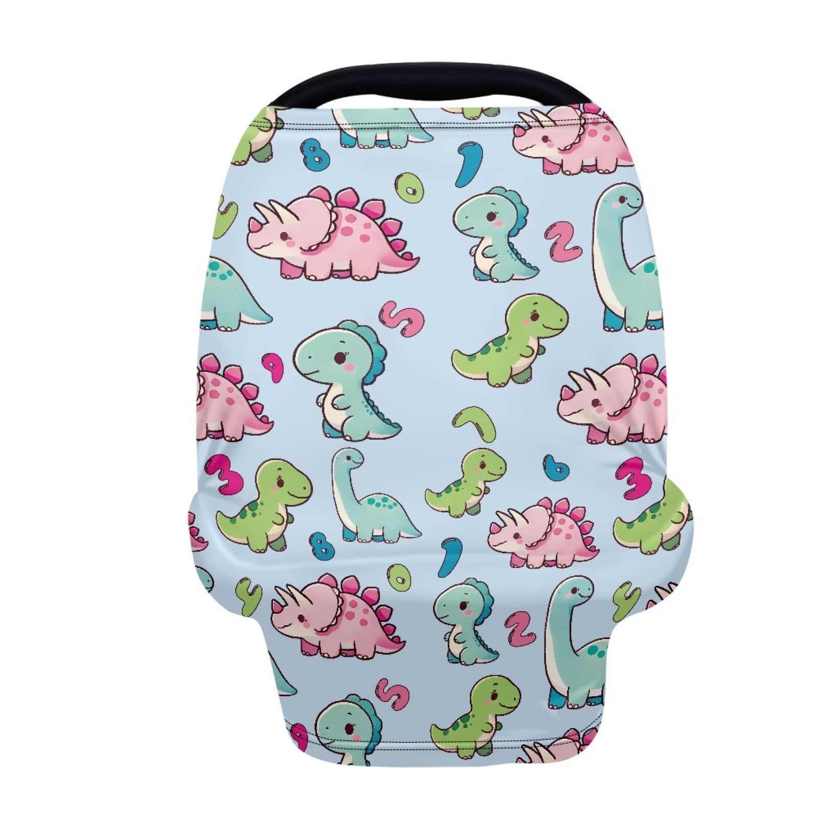 LedBack Car Seat Canopy Breastfeeding Cover, Infant Stroller Cover Carseat Canopy for Baby Girls Boys, Cute Dinosaurs Pattern