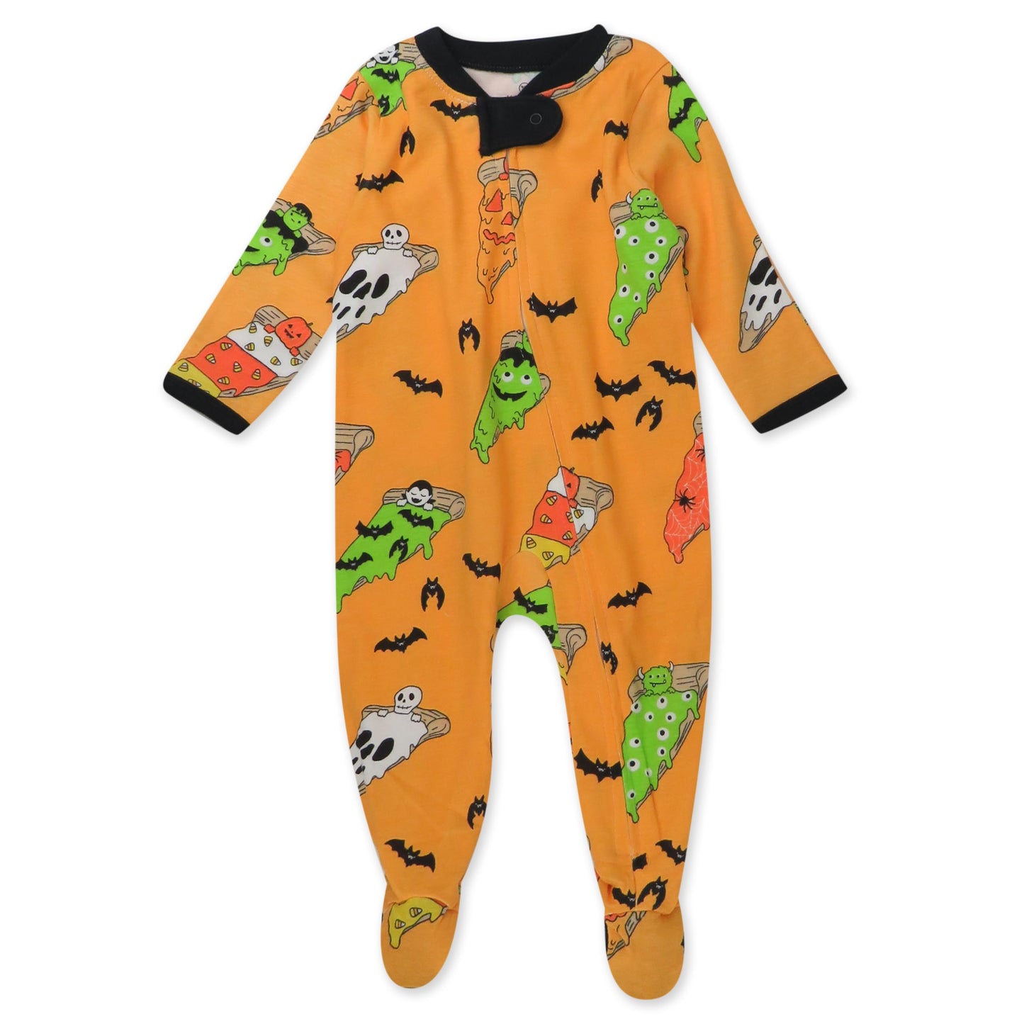 Honestbaby Baby Celebration Sleep & Play Footed One-Piece Pajama Sleeper 100% Organic Cotton, Ooey Gooey Pizza, Newborn