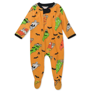 Honestbaby Baby Celebration Sleep & Play Footed One-Piece Pajama Sleeper 100% Organic Cotton, Ooey Gooey Pizza, Newborn