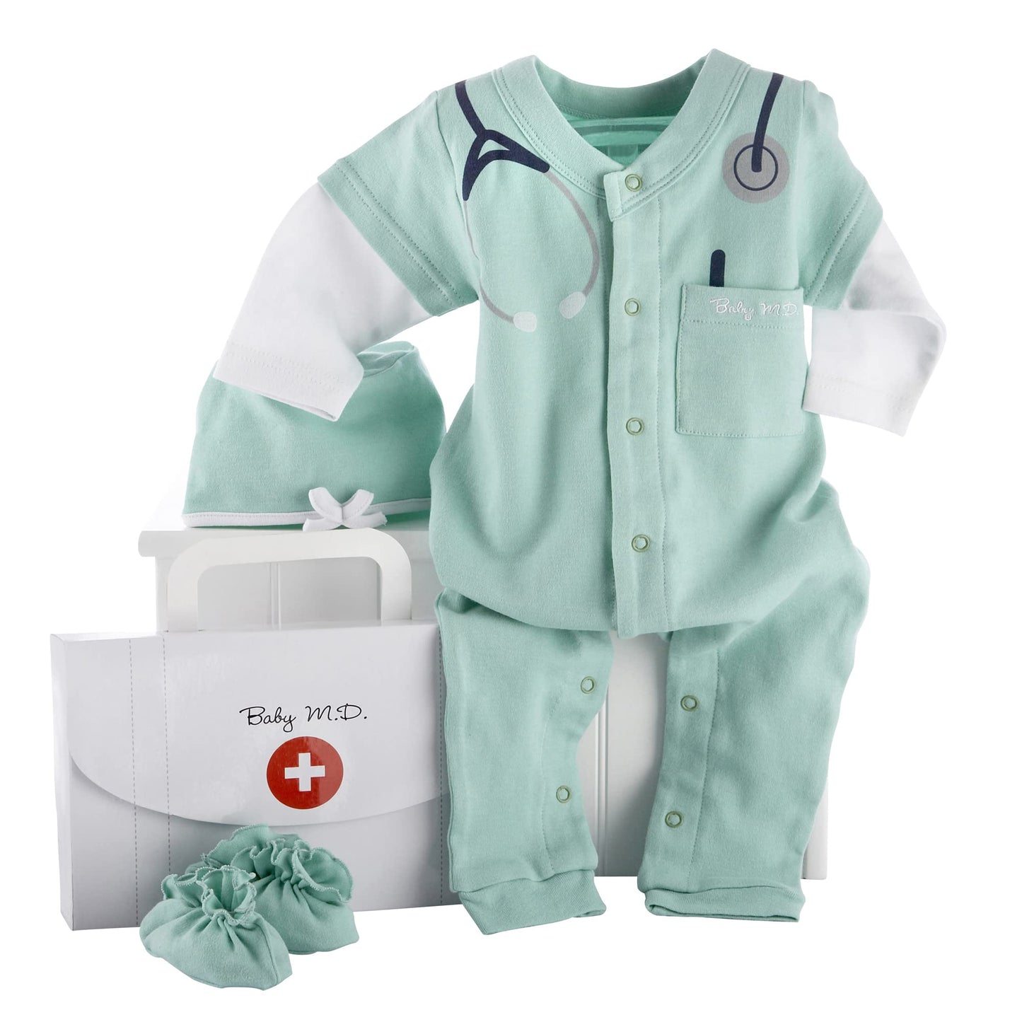 Baby Aspen, Baby M.D. Three-Piece Layette Set In Doctor'S Bag Gift Box, 0-6 Months