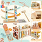 Wooden Montessori Toys for Toddlers 1-3, Baby Pounding Hammering Toy with Xylophone & Fishing Game, Car Ramp Racer, Stacking Blo
