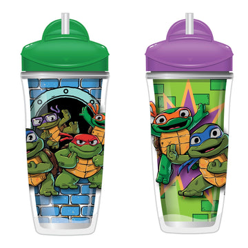 Playtex Baby Sipsters Stage 3 Straw Cups, Spill-Proof, Leak-Proof, Insulated - Teenage Mutant Ninja Turtles 3D Graphics, 9 Oz, 2