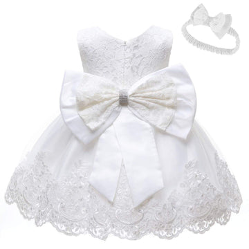 Nssmwttc Baby Girl Ball Gown Dress Infant Birthday Party Christmas New Year Dresses Toddler Christmas (White,6M)