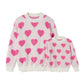 Mommy and Me Valentines Day Sweaters Crewneck Heart Knit Sweatshirt Pullover Tops Mom and Daughter Matching Outfits(Kid,2-3 Yea
