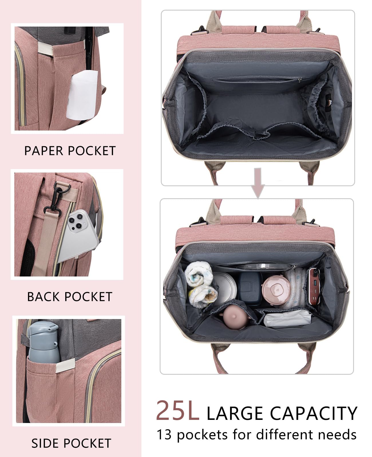 Houscly Green Diaper Bag Backpack For Mom: Baby Bags For Boys Girls Toddler Women Men Large Back Pack Diapers Bag Big Travel Paa