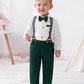 Disaur Toddler Boy Suits Gentleman Wedding Outfits,Formal Dress Shirt+Bowtie +Suspender Pants 12Months-5T(Green D,2-3T)