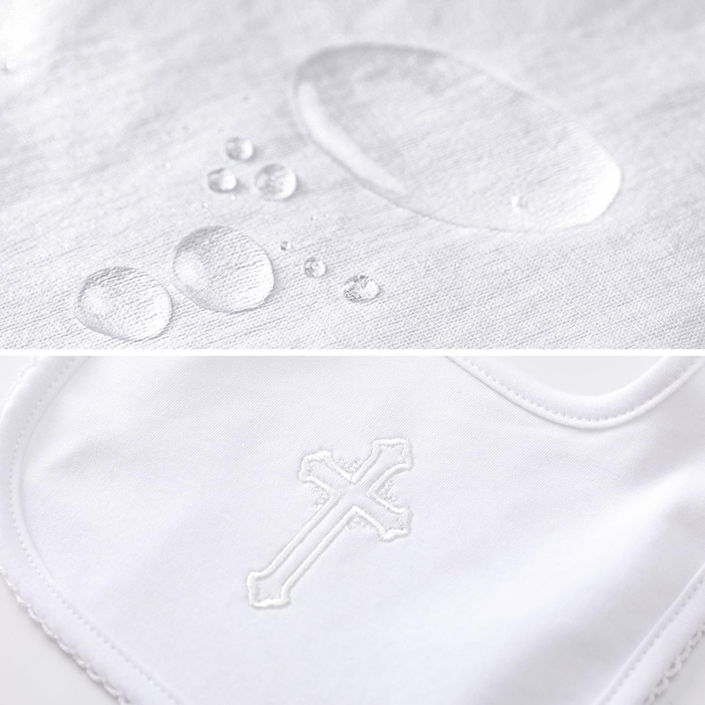 Pureborn Baby Boys Baptism Romper With Bonnet And Bib Long Sleeve Jumpsuit Christening Outfit 3 Pcs One-Piece Coverall White 9-1