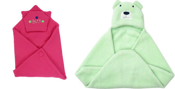 CTMKIDS Baby Wrap with Cap for Kids 74x74 cm  Magenta & Baby Hooded Cum Wrap Blanket for Kids 92x66 cm  Sea Green