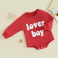 Ursobutegl Newborn Baby Boys Romper Sweatshirt Lover Boy Letter Embroidery Sweater Valentines Day Outfit Clothes(Red-Lover Boy,1