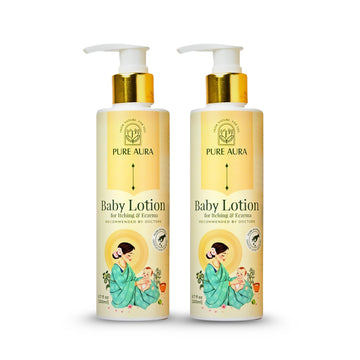 Pure Aura Baby Lotion For Itching & Eczema Relief (Pack Of 2, 200Ml) | Ayurvedic & Chemical-Free | Safe For Newborns & Kids | Do