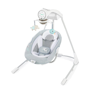 Ingenuity InLighten Soothing Swing - Swivel Infant Seat, Soothing Sounds, Lightweight Mesh - Dakota