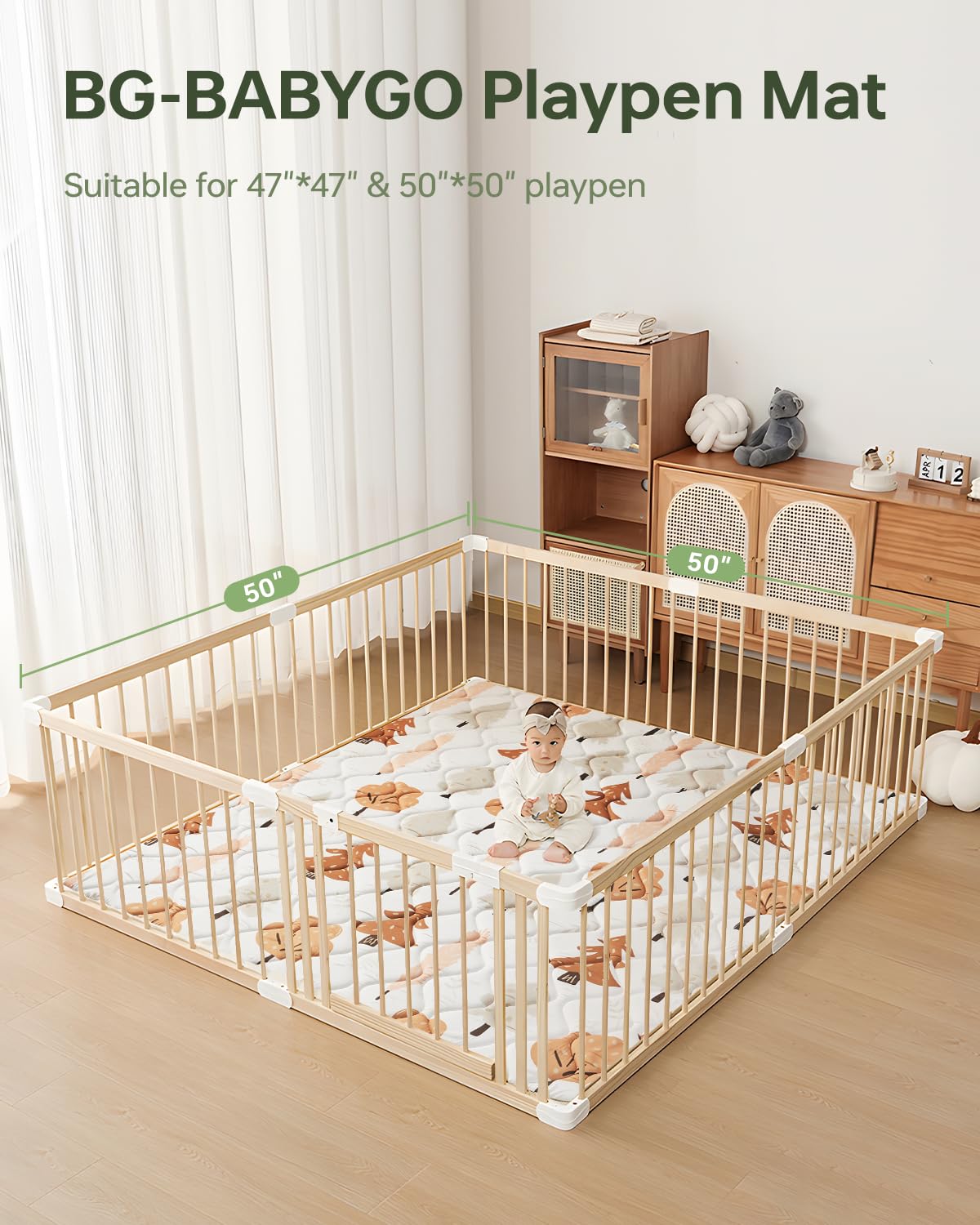 Bg-Babygo Baby Play Mats For Floor, 50X50 Playpen Mat, Thicken Cushioning Padding Foam Playmats For Baby, Toddlers Infants, Non-