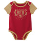 Outerstuff Nfl Newborn Baby And Infant Short Sleeve Bodysuit Variety 3-Pack - San Francisco 49Ers, 3-6M