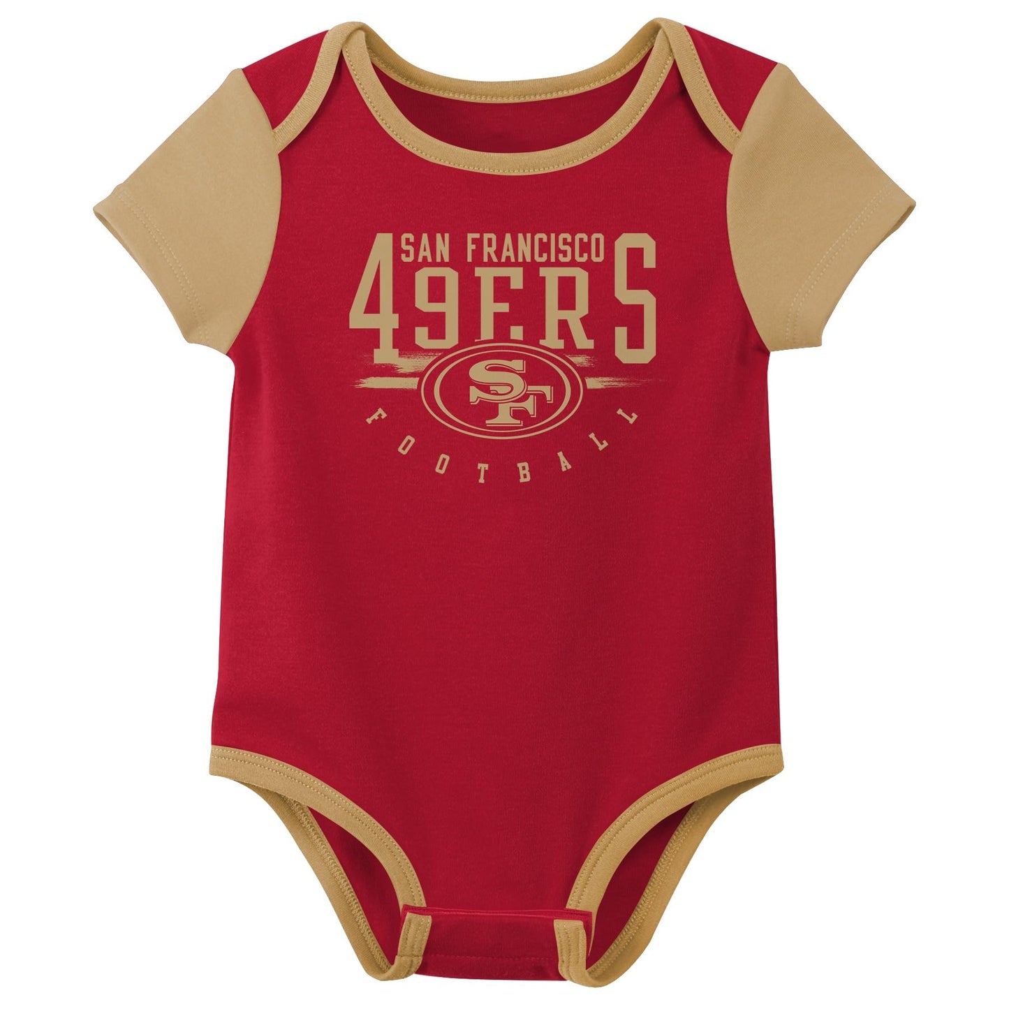 Outerstuff Nfl Newborn Baby And Infant Short Sleeve Bodysuit Variety 3-Pack - San Francisco 49Ers, 3-6M