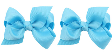 Zoonai 3 Inch Baby Girl Hair Bows Boutique Hair Clip Teens Toddlers Hairpin Headwear - Set Of 2 (Sky Blue)