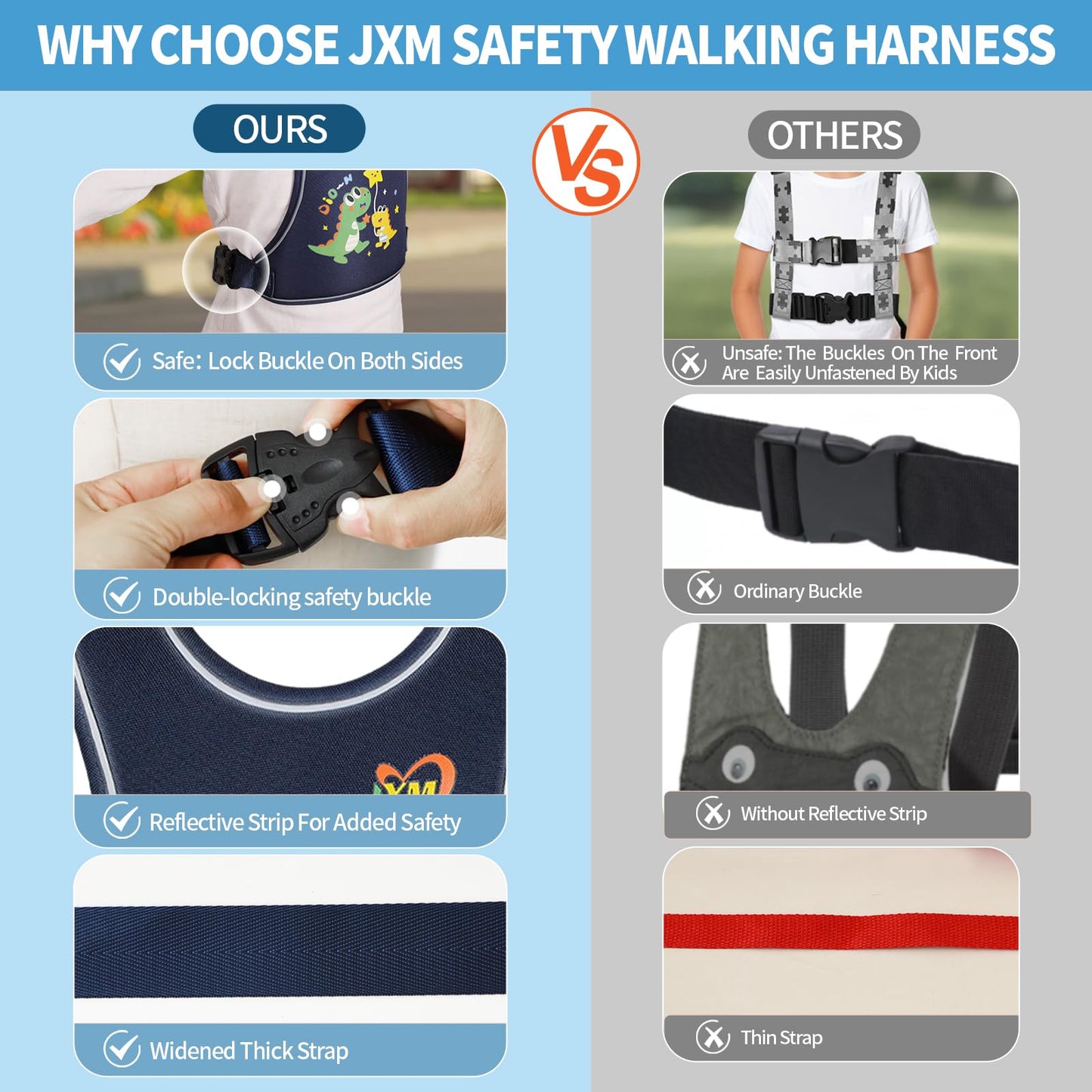 2025 New Safety Harness With Light Reflector For Active Child (3-6 Yrs), Walking Harness With Grab Handle And Removable Autism A