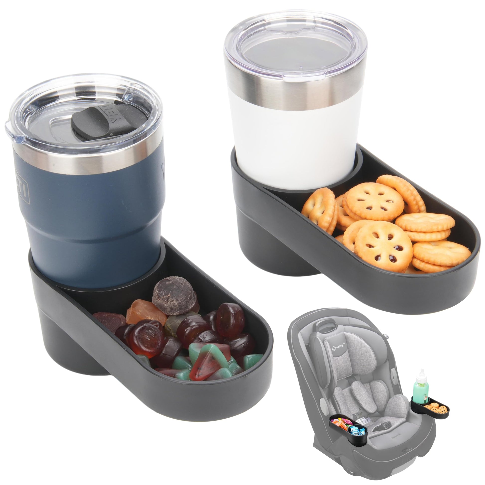 Viotiin 2PCS Child Car Seat Snack Tray/Cup Holder for Safety 1st EverFit & Grow and Go | Maxi-COSI Pria | Cosco All-in-One Car S