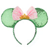Foeran Mouse Ears Headbands Shiny Bows Mouse Ears Glitter Party Princess Decoration Cosplay Costume For Girls Women (Green/Pink)