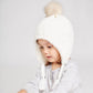 Langzhen Infant Pom Pom Beanie Kid Winter Hats Toddler Cap Knit Warm Beanies Caps For Baby Boys Girls(White,6-12 Months)