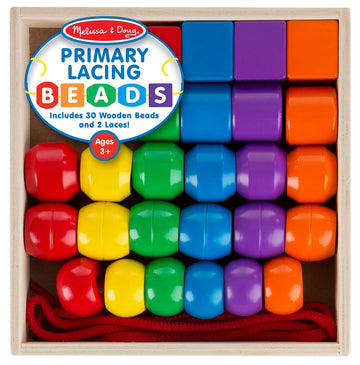 Melissa & Doug Primary, 32 Pieces Lacing Beads, 8inx8inx2in, Multi