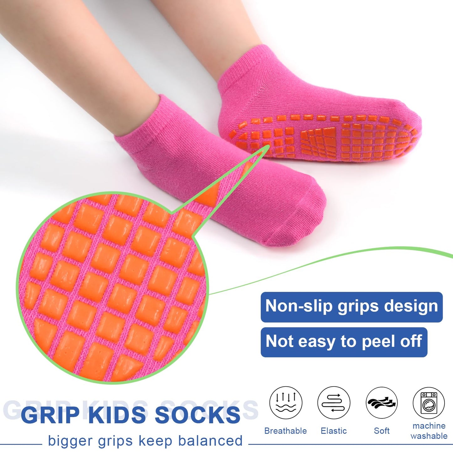 Hycles Boys Girls Non-Slip Toddler Socks Grip Ankle Sticky Sock Anti-Skid Socks For Kids 6 Pairs For 6-9 Years Kids