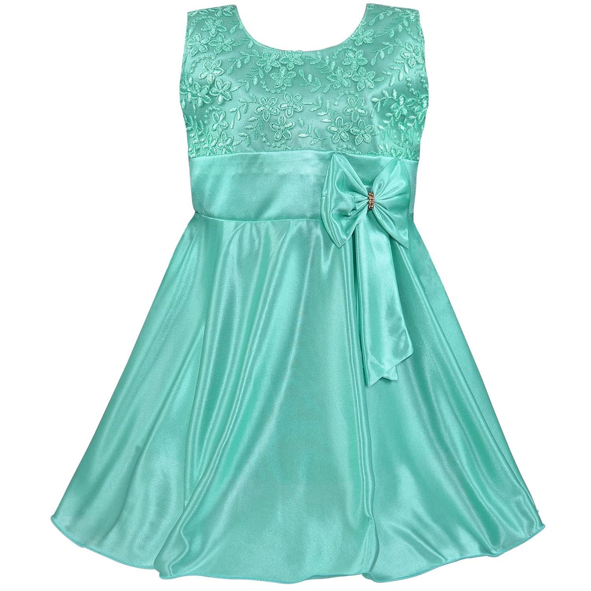 Wish Karo Baby Girls Lycra Dress (Fe2644Sg_Sea Green_912Mths)