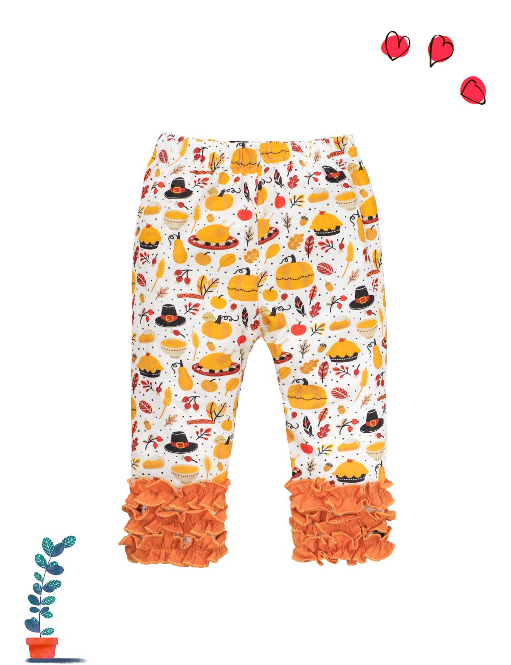 Toddler Thanksgiving Baby Girl Outfit Turkey Tutu Dress + Printing Pants + Headband 3Pc Outfits Set 12-18M Brown