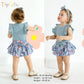 Tiny Cutey Baby Girl Clothes Infant Summer Outfits Set Ruffle Sleeve Romper And Floral Shorts With Headband (Blue Romper And Ruf