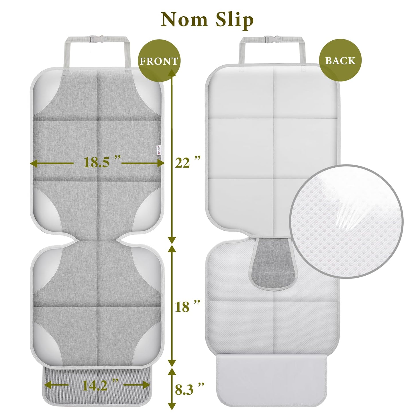 Meolsaek Car Seat Protector For Child Car Seat, 600D Fabric Waterproof Car Seat Cover With Non-Slip Backing, Under Baby Car Seat