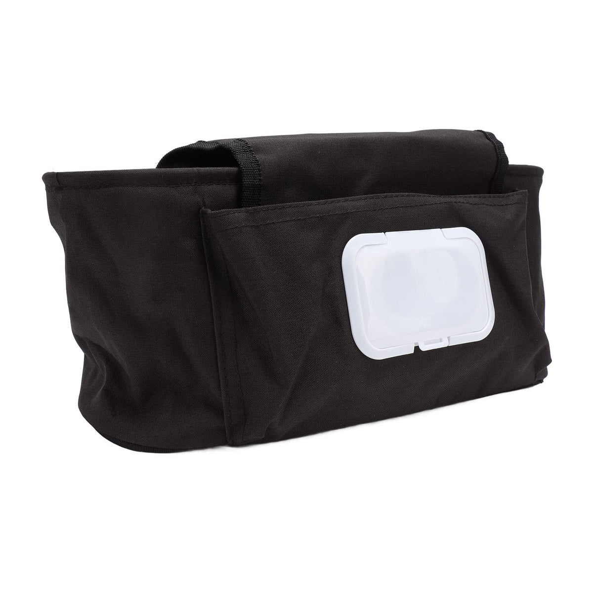 Stroller Cup Holder Storage Bag, Large Capacity Adjustable Stroller Organizer Wearable Space Saving for Diaper for Outdoor (Blac