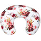 Floral Nursing Pillow Cover For Baby Girl, Soft Organic Breastfeeding Pillow Slipcover, Newborn Feeding Pillow Cover, Burgundy W