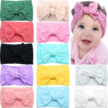 C  Llot Super Stretchy Soft Knot Headbands With Hair Bows Head Wrap Hair Accessories For Newborn Baby Girls Infant Toddlers Kids