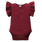 Lysmuch Baby Girls Ruffle Short Sleeve Bodysuit Infant Solid Onesie Casual Plain Blouse Top Romper (Wine Red, 12-18 Months)