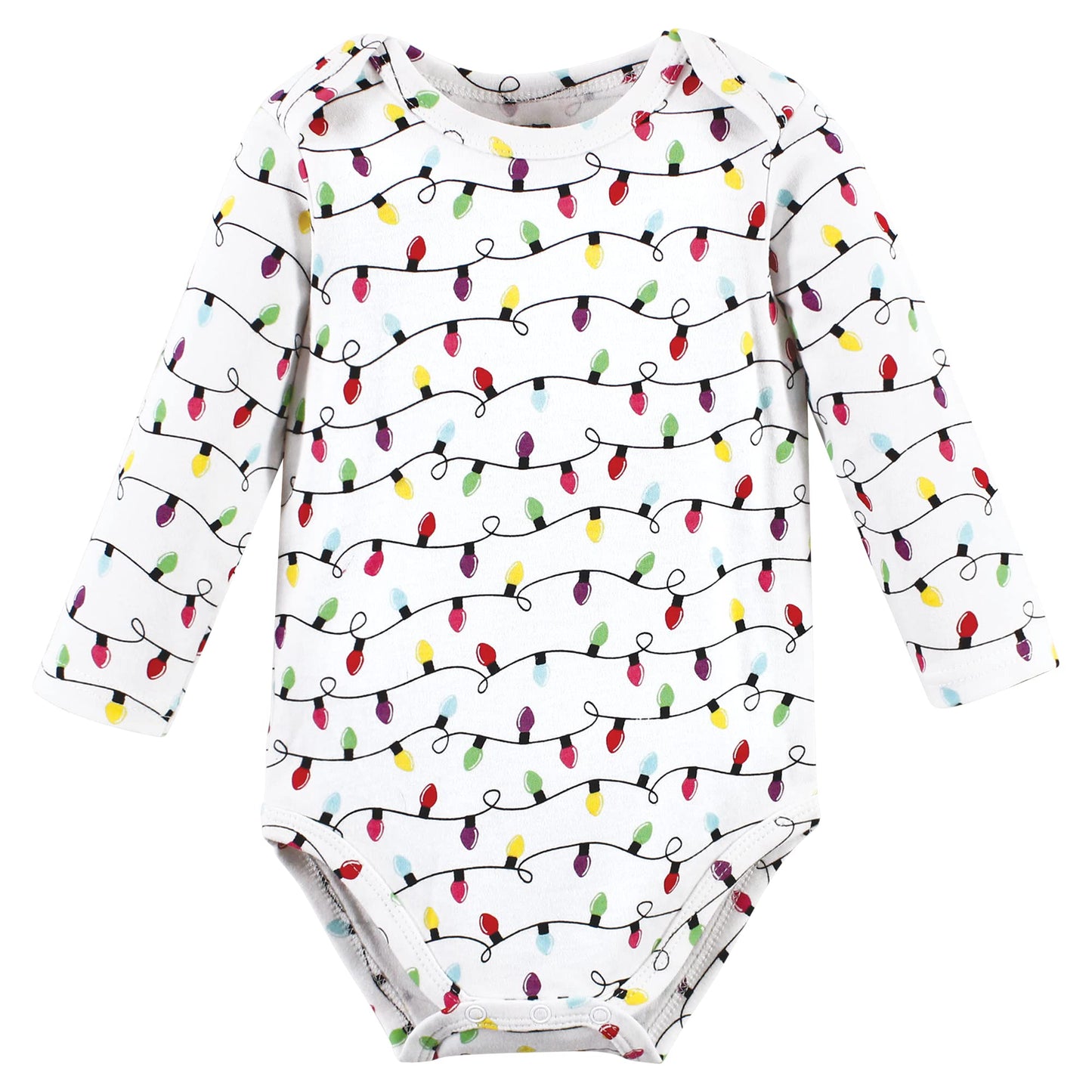 Hudson Baby Unisex Baby Cotton Long-Sleeve Bodysuits, Merry And Bright, 6-9 Months