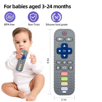 Chuya TV Remote Teether for 0-12-18 Months Babies Infant Toddlers Remote Teethers Silicone Baby Teething Toys
