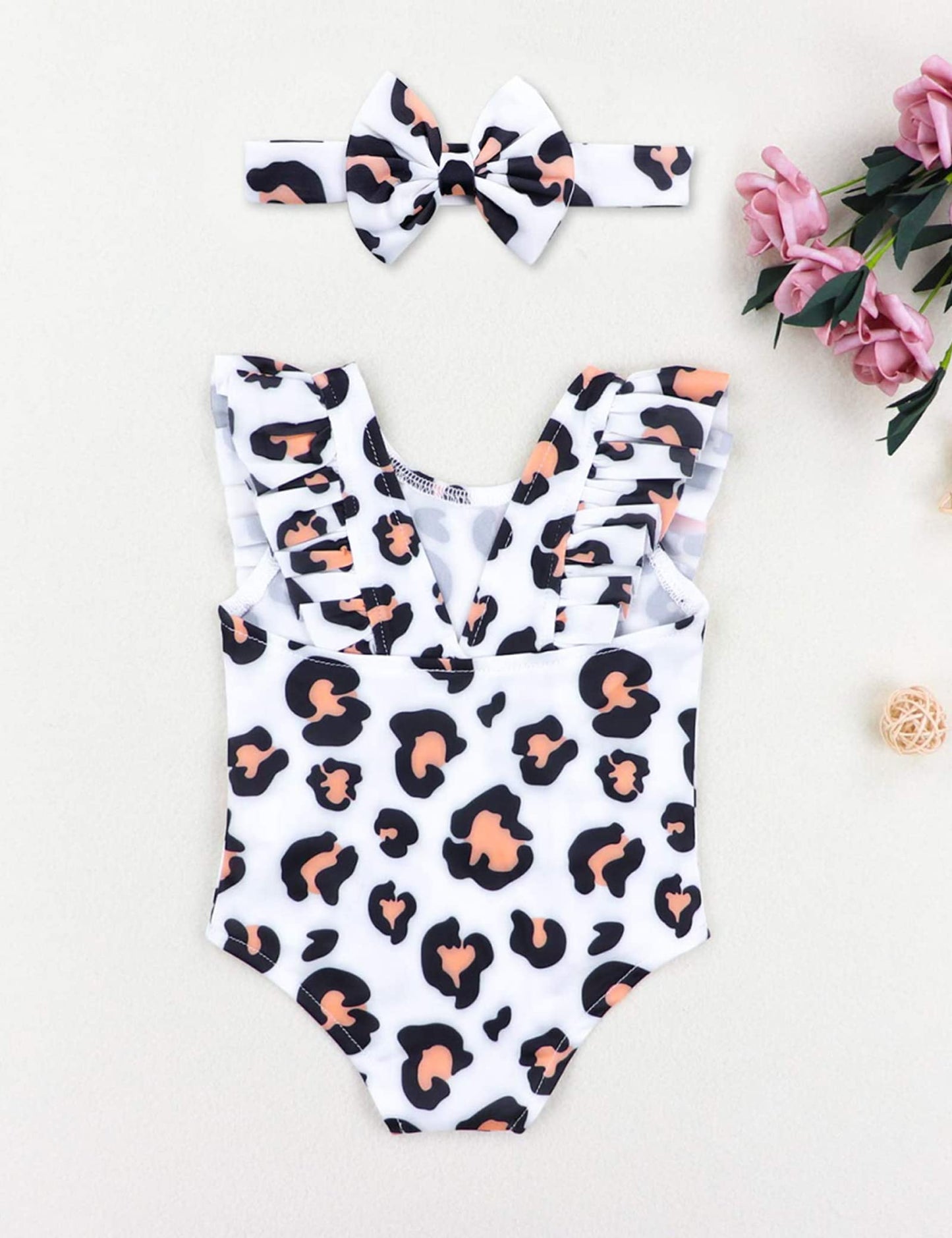Kangkang Baby Girl Swimsuit 12-18 Months Baby Swimsuit Girl One Piece Swimsuit Swimsuit Baby Girl Sunsuit Leopard Print Ruffled