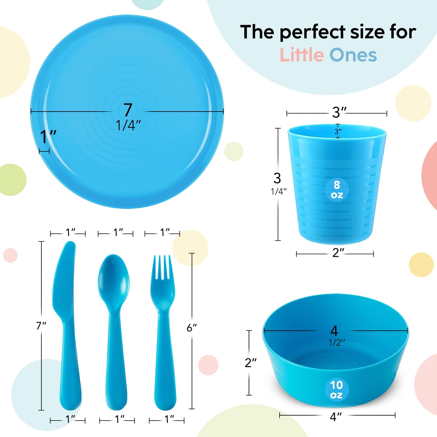 Plaskidy Kids Plastic Dinnerware Set - 36 Pc Reusable Children'S Dinner Set Microwave/Dishwasher Safe Bpa Free Toddler Dishes Di