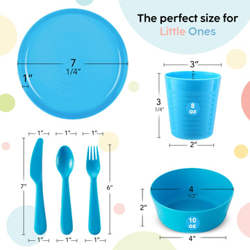 Plaskidy Kids Plastic Dinnerware Set - 36 Pc Reusable Children'S Dinner Set Microwave/Dishwasher Safe Bpa Free Toddler Dishes Di